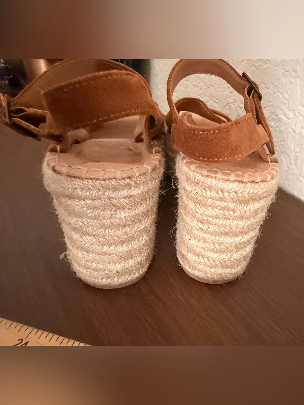 Soludos Womens Como Platform Wedge Sandals Brown suede size 6 preowned
